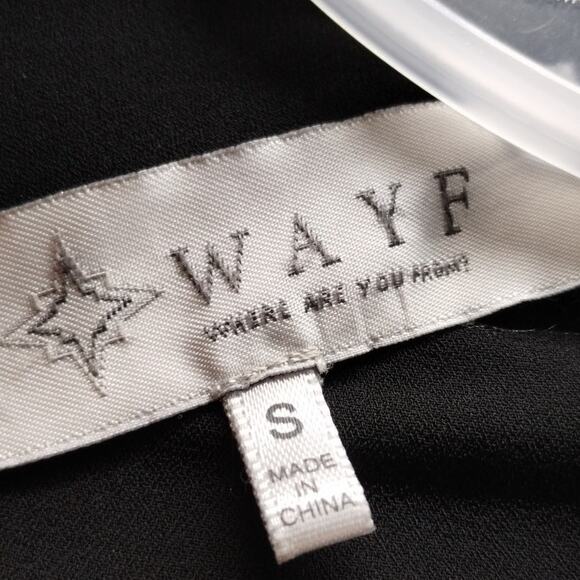 WAYF Women's Size Small Black Choker Neck Popover Long Sleeve Keyhole Back Top - Picture 7 of 8